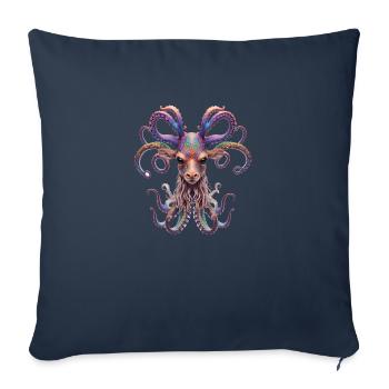 Psychedelischer Goa Hirsch Oktopus - Sofakissenbezug 45 x 45 cm - Navy - Vorne