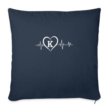 Heartbeat Letter K - Sofa pillowcase 17,3'' x 17,3'' (45 x 45 cm) - navy - Front