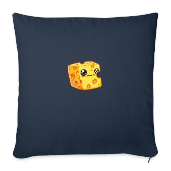 Bloc de fromage dessiné souriant - Housse de coussin décorative 45 x 45 cm - bleu marine - Devant