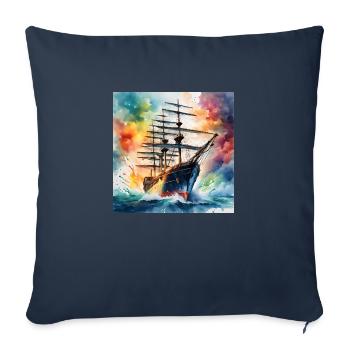 Segelschiff - Sofakissenbezug 45 x 45 cm - Navy - Vorne
