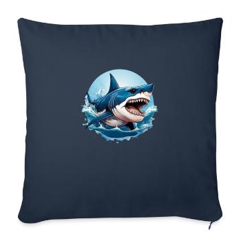 Sauvage en colère animal combative requin mascotte cool - Housse de coussin décorative 45 x 45 cm - bleu marine - Devant