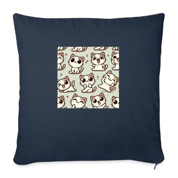 Chat Sourire - Housse de coussin décorative 45 x 45 cm - bleu marine - Devant