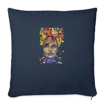 Illustration collage sketch portrait carographic - Sofa pillowcase 17,3'' x 17,3'' (45 x 45 cm) - navy - Front