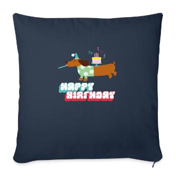 Dachshund Birthday Wishes - Sofa pillowcase 17,3'' x 17,3'' (45 x 45 cm) - navy - Front