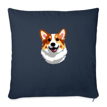 Mignon corgi heureux - Housse de coussin décorative 45 x 45 cm - bleu marine - Devant