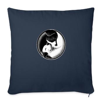 Ying und Yang Hunde - Sofakissenbezug 45 x 45 cm - Navy - Vorne