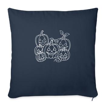 Gang de citrouilles souriantes - Joyeux Halloween - Housse de coussin décorative 45 x 45 cm - bleu marine - Devant