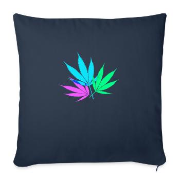 Bunte Hanfblätter - Sofakissenbezug 45 x 45 cm - Navy - Vorne