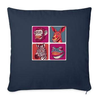 sourire animaux kangourou singe zèbre grenouille Halloween - Housse de coussin décorative 45 x 45 cm - bleu marine - Devant