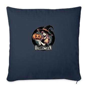 Bonne sorcière d’Halloween - Housse de coussin décorative 45 x 45 cm - bleu marine - Devant