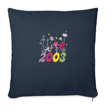 Year of birth 2003 wildflowers - Sofa pillowcase 17,3'' x 17,3'' (45 x 45 cm) - navy - Front