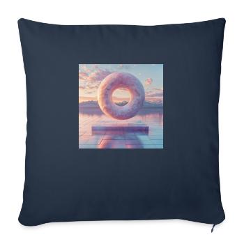 Beignet en lévitation 3D - Housse de coussin décorative 45 x 45 cm - bleu marine - Devant