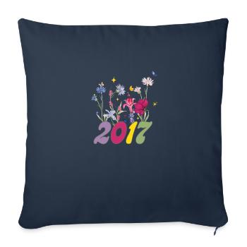 Year of birth 2017 wildflowers - Sofa pillowcase 17,3'' x 17,3'' (45 x 45 cm) - navy - Front