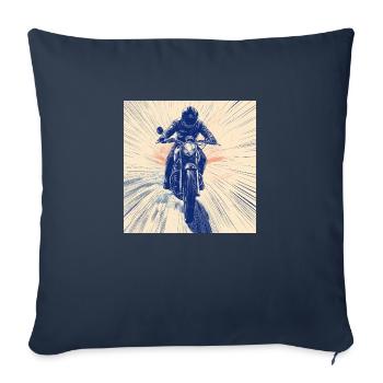 Motocyclette - Housse de coussin décorative 45 x 45 cm - bleu marine - Devant