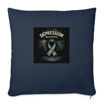 Sensibilisation à la dépression - Housse de coussin décorative 45 x 45 cm - bleu marine - Devant