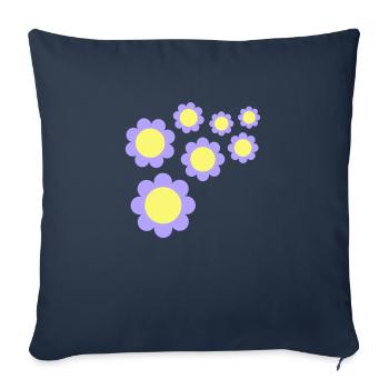 Beaucoup de fleurs colorées belle conception de motif décoratif - Housse de coussin décorative 45 x 45 cm - bleu marine - Devant