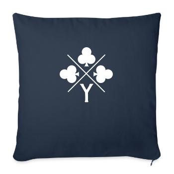 Lettre y trèfle porte bonheur - Housse de coussin décorative 45 x 45 cm - bleu marine - Devant