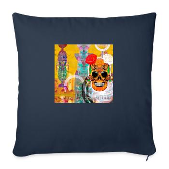 Crâne d’or - Housse de coussin décorative 45 x 45 cm - bleu marine - Devant