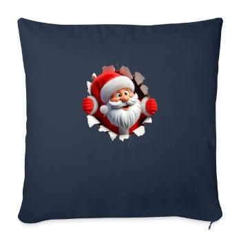 Père Noël dans le trou par l’avant 3 - Housse de coussin décorative 45 x 45 cm - bleu marine - Devant