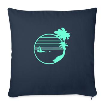 nager homme palmiers plage bande mer voyage - Housse de coussin décorative 45 x 45 cm - bleu marine - Devant