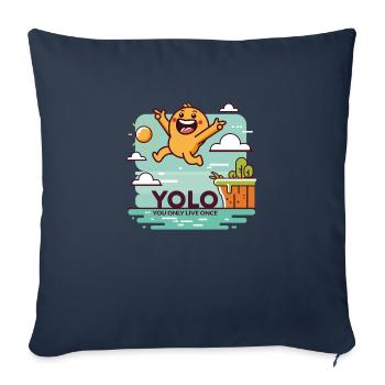 Design « Leap of Joy » YOLO - Housse de coussin décorative 45 x 45 cm - bleu marine - Devant