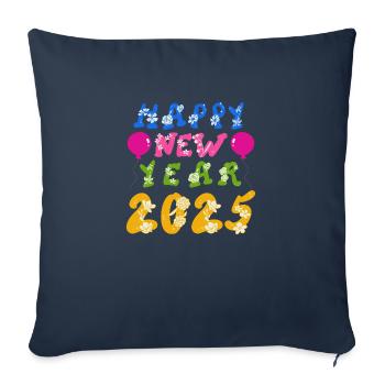 Bonne Année 2025 - Housse de coussin décorative 45 x 45 cm - bleu marine - Devant