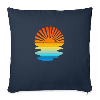 Coucher de soleil rétro avec vagues - Housse de coussin décorative 45 x 45 cm - bleu marine - Devant