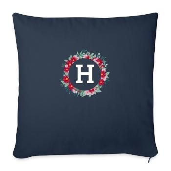 Buchstabe h Blumenkrone - Sofakissenbezug 45 x 45 cm - Navy - Vorne