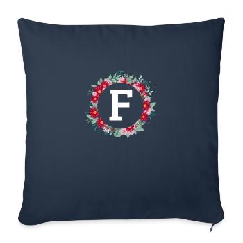 Buchstabe f Blumenkrone - Sofakissenbezug 45 x 45 cm - Navy - Vorne