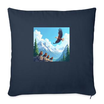 aigle majestueux au-dessus des montagnes - dessin animé - Housse de coussin décorative 45 x 45 cm - bleu marine - Devant