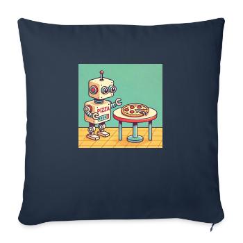 Robot Pizza - Housse de coussin décorative 45 x 45 cm - bleu marine - Devant