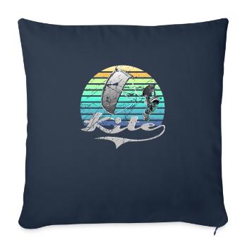 Kitesurf rétro - Housse de coussin décorative 45 x 45 cm - bleu marine - Devant