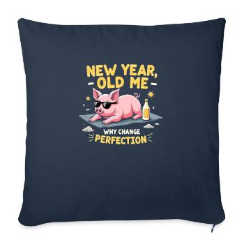 Cochon drôle - Design du Nouvel An - Housse de coussin décorative 45 x 45 cm - bleu marine - Devant