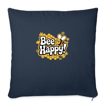 Happy Bee Buzz - Housse de coussin décorative 45 x 45 cm - bleu marine - Devant