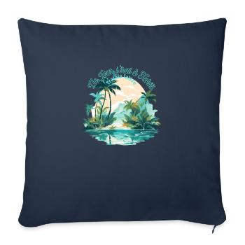 Un jour j irai à Tahiti - Housse de coussin décorative 45 x 45 cm - bleu marine - Devant