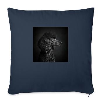 Animaux noirs - Caniche noir - Housse de coussin décorative 45 x 45 cm - bleu marine - Devant
