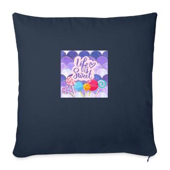Life Is Sweet - Colourful Candy Lollipop Design - Sofa pillowcase 17,3'' x 17,3'' (45 x 45 cm) - navy - Front