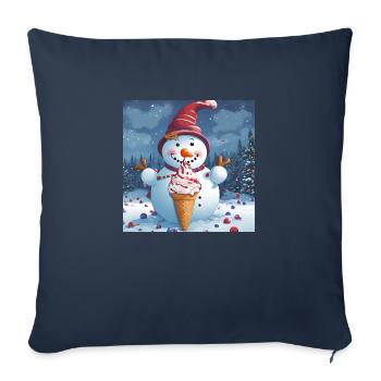 Schneemann mit Eis - Sofakissenbezug 45 x 45 cm - Navy - Vorne