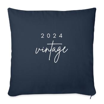 Anniversaire 2024 vintage - Housse de coussin décorative 45 x 45 cm - bleu marine - Devant