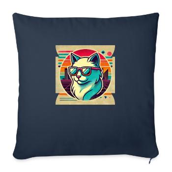 Coole Retro Katze mit Sonnenbrille - Sofakissenbezug 45 x 45 cm - Navy - Vorne