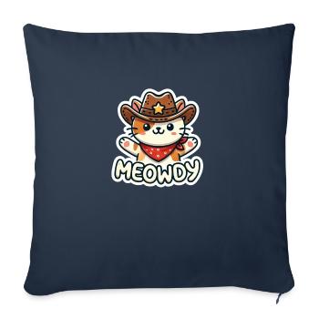 Cadeau chat cowboy avec chapeau de cowboy - Housse de coussin décorative 45 x 45 cm - bleu marine - Devant