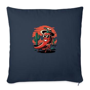 Chill Pepper - Jeu de mots amusant sur la nourriture - Housse de coussin décorative 45 x 45 cm - bleu marine - Devant