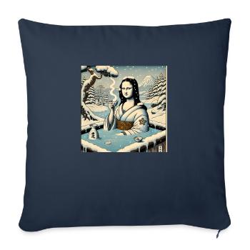 Mona Lisa trinkt Sake im Onsen - Sofakissenbezug 45 x 45 cm - Navy - Vorne