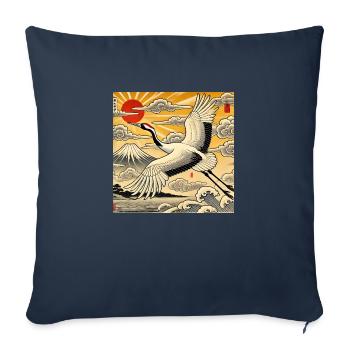 Kran im japanischen Stil - Sofakissenbezug 45 x 45 cm - Navy - Vorne