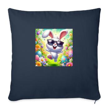 Joyeux lapin de Pâques - Housse de coussin décorative 45 x 45 cm - bleu marine - Devant