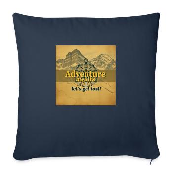L’aventure vous attend Vintage Map Travel Explorer - Housse de coussin décorative 45 x 45 cm - bleu marine - Devant
