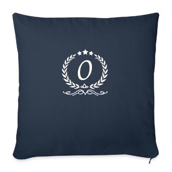 Lettre o couronne - Housse de coussin décorative 45 x 45 cm - bleu marine - Devant