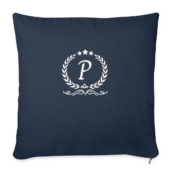 Lettre p couronne - Housse de coussin décorative 45 x 45 cm - bleu marine - Devant