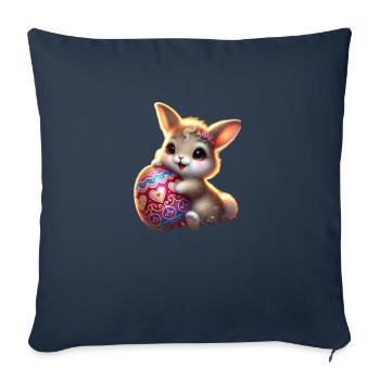 Lapin de Pâques avec œuf - Housse de coussin décorative 45 x 45 cm - bleu marine - Devant