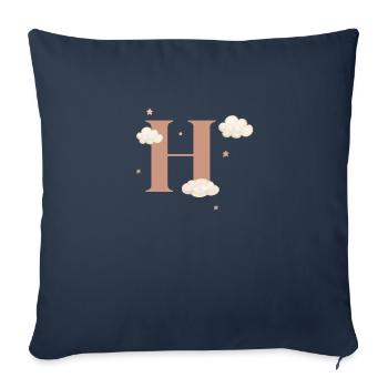 Buchstabe h bewölkt Sterne - Sofakissenbezug 45 x 45 cm - Navy - Vorne